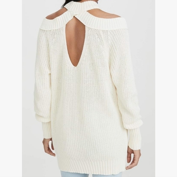 Free people Half Moon Bay Cream Pullover Cold Shoulder Sweater - Picture 3 of 12